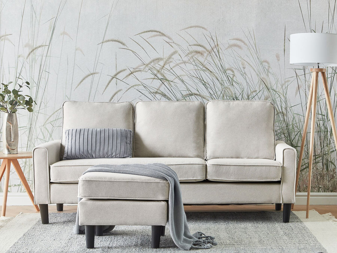 Avesta 3 Seater Fabric Sofa with Ottoman Light Beige