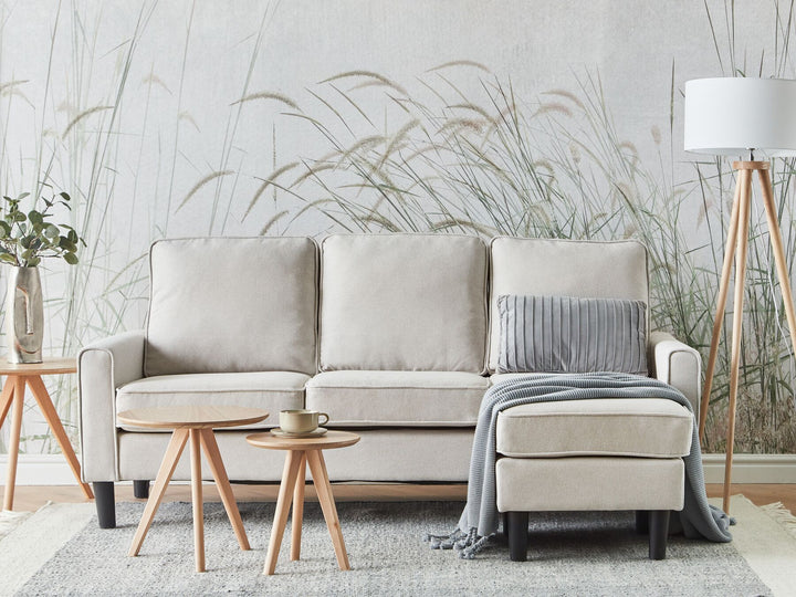 Avesta 3 Seater Fabric Sofa with Ottoman Light Beige