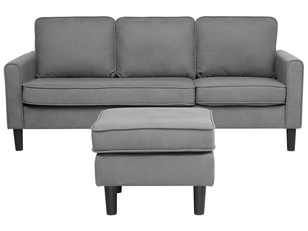 Avesta 3 Seater Fabric Sofa with Ottoman Light Grey