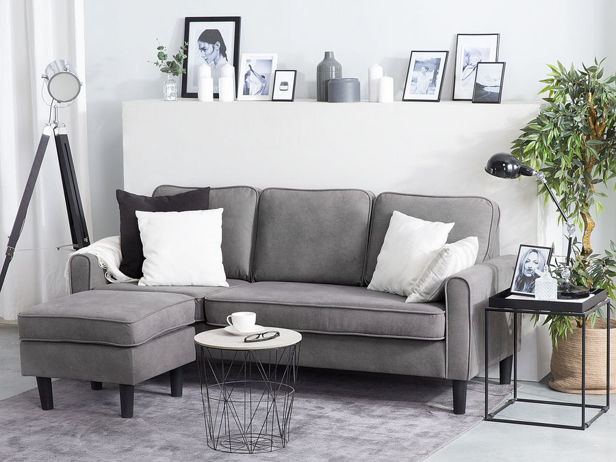 Avesta 3 Seater Fabric Sofa with Ottoman Light Grey