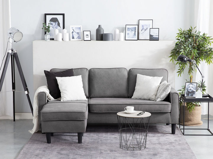 Avesta 3 Seater Fabric Sofa with Ottoman Light Grey