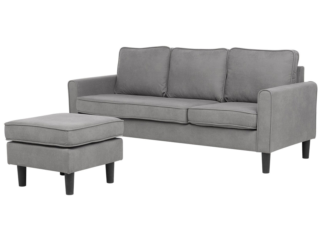 Avesta 3 Seater Fabric Sofa with Ottoman Light Grey