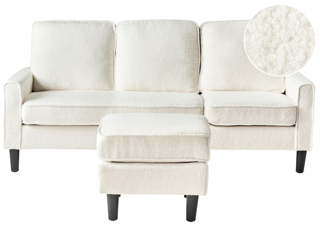 Avesta 3 Seater Sofa with Ottoman Boucle White