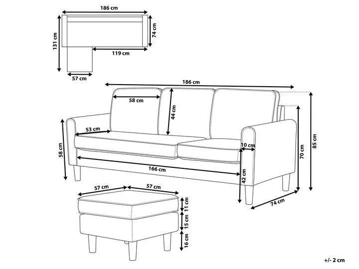 Avesta 3 Seater Sofa with Ottoman Boucle White