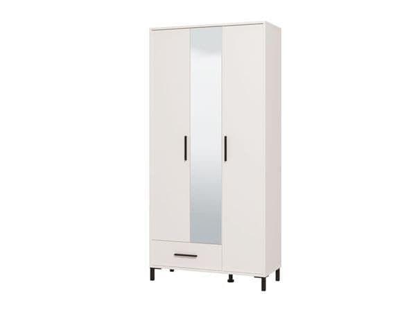 Alyssha Matte White 3 Door Mirror Wardrobe
