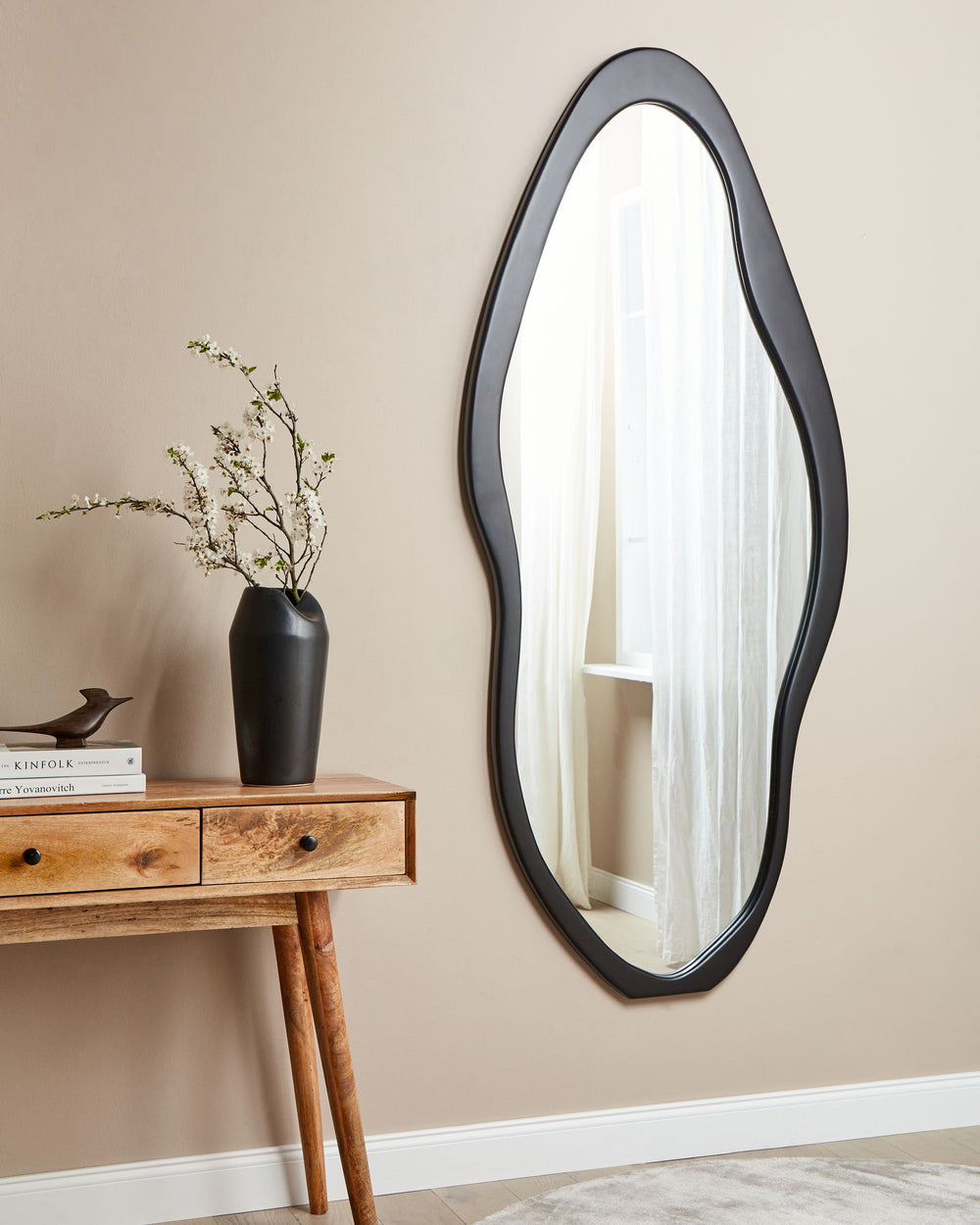 Blet Wall Mirror Wood Black