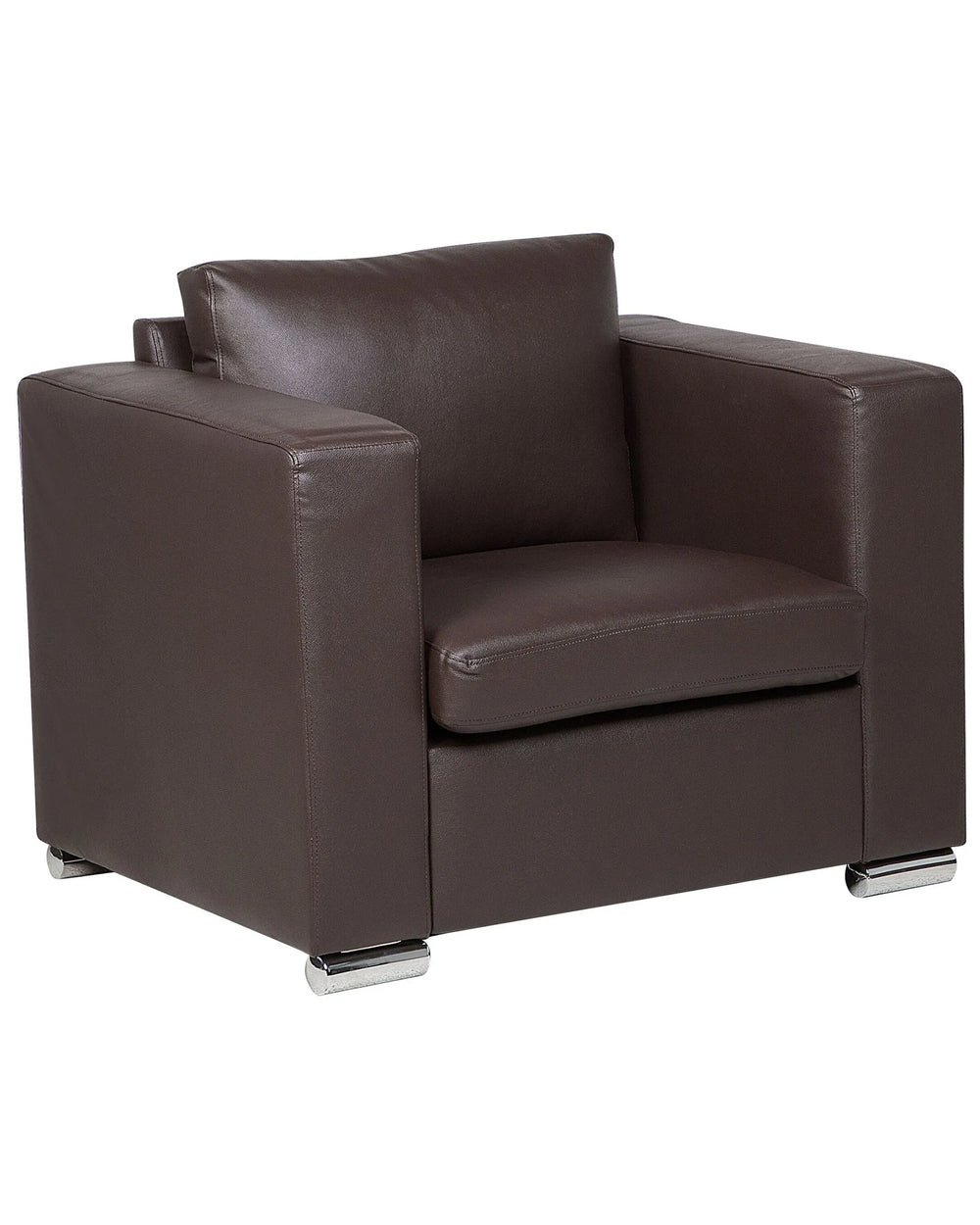 Brown leather armchair on a white background