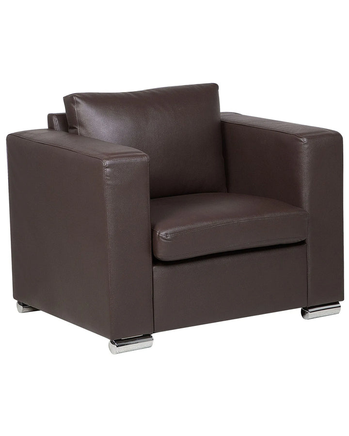 Brown leather armchair on a white background