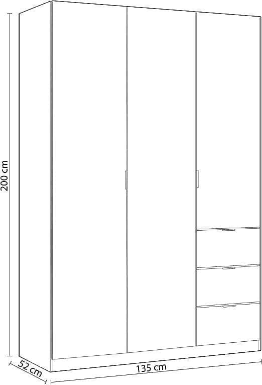 Mijah White 3-Door Multi Drawer Wardrobe