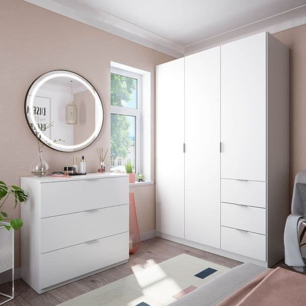 Mijah White 3-Door Multi Drawer Wardrobe