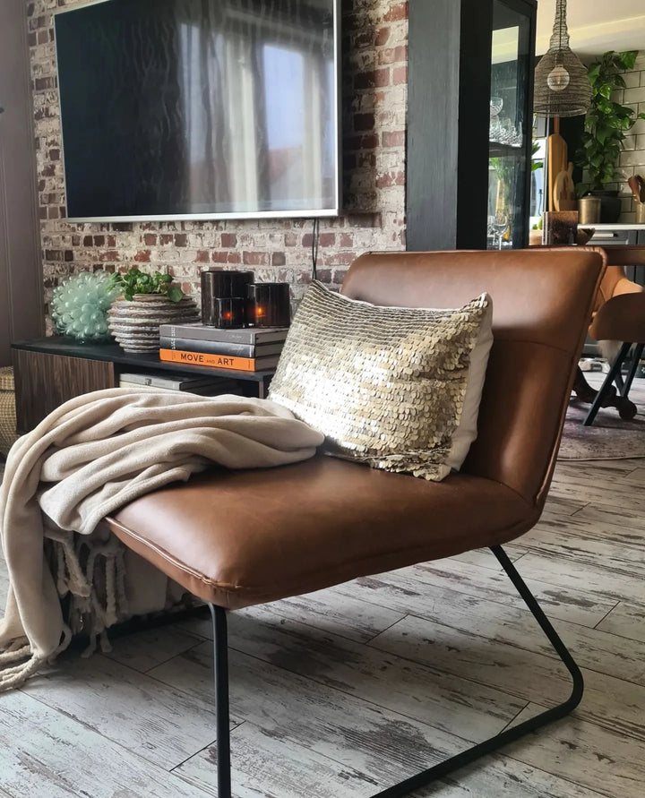 Cotulla Armchair Faux Leather Brown