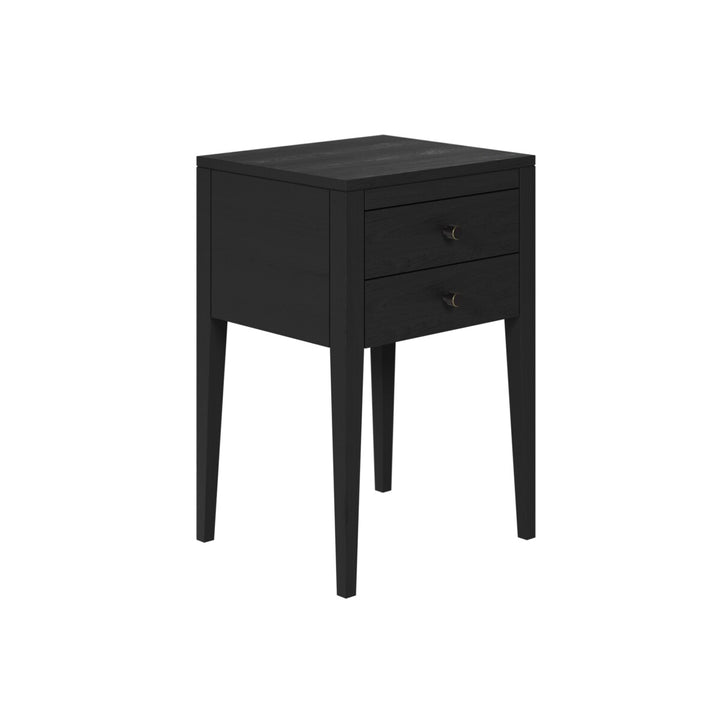 D.I. Designs Radford Black Oak Wood Bedside Table | 2 Drawers
