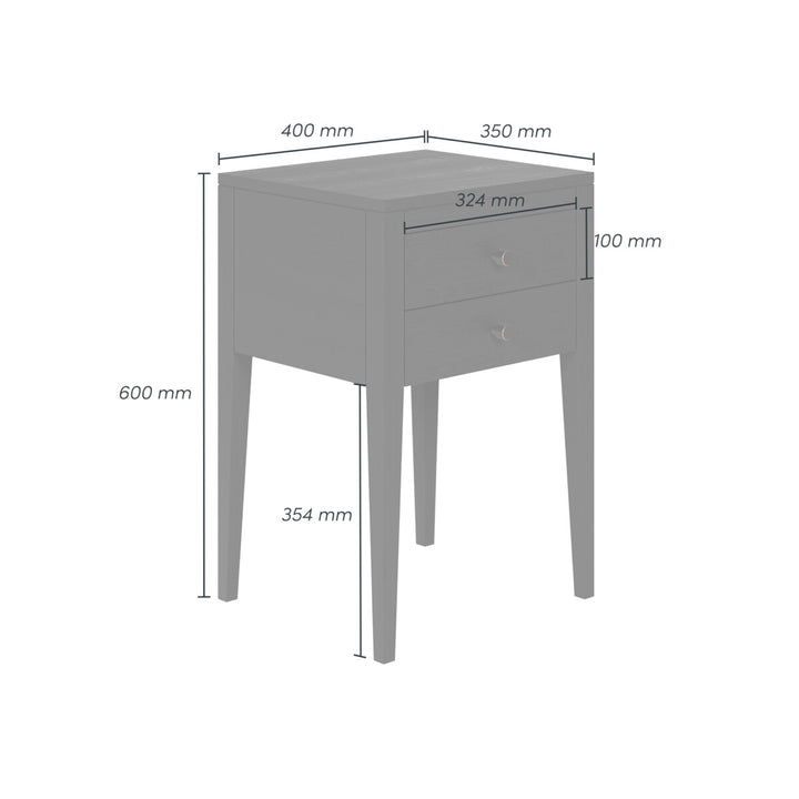 D.I. Designs Radford Black Oak Wood Bedside Table | 2 Drawers