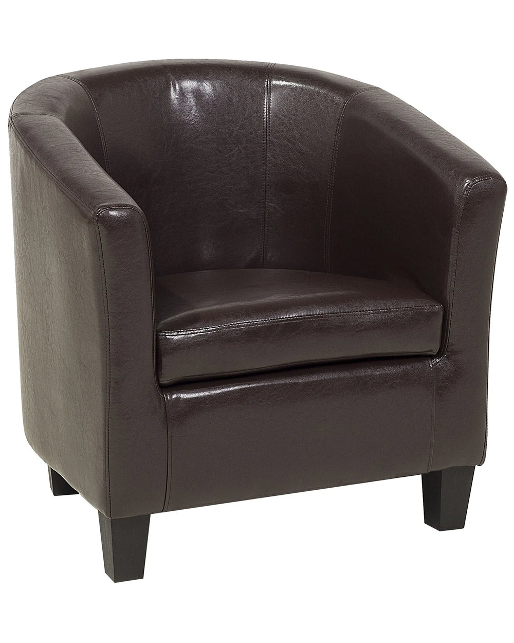 Brown leather armchair on a white background