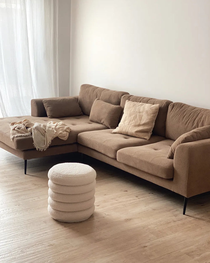 Corner Sofa 3 Seater Fabric Light Brown Right Hand Weller