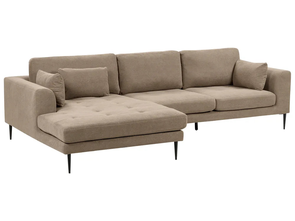 Corner Sofa 3 Seater Fabric Light Brown Right Hand Weller