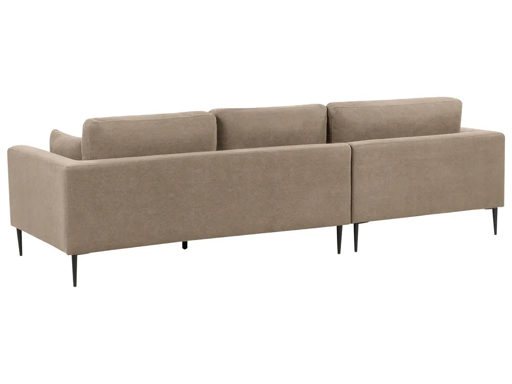 Corner Sofa 3 Seater Fabric Light Brown Right Hand Weller