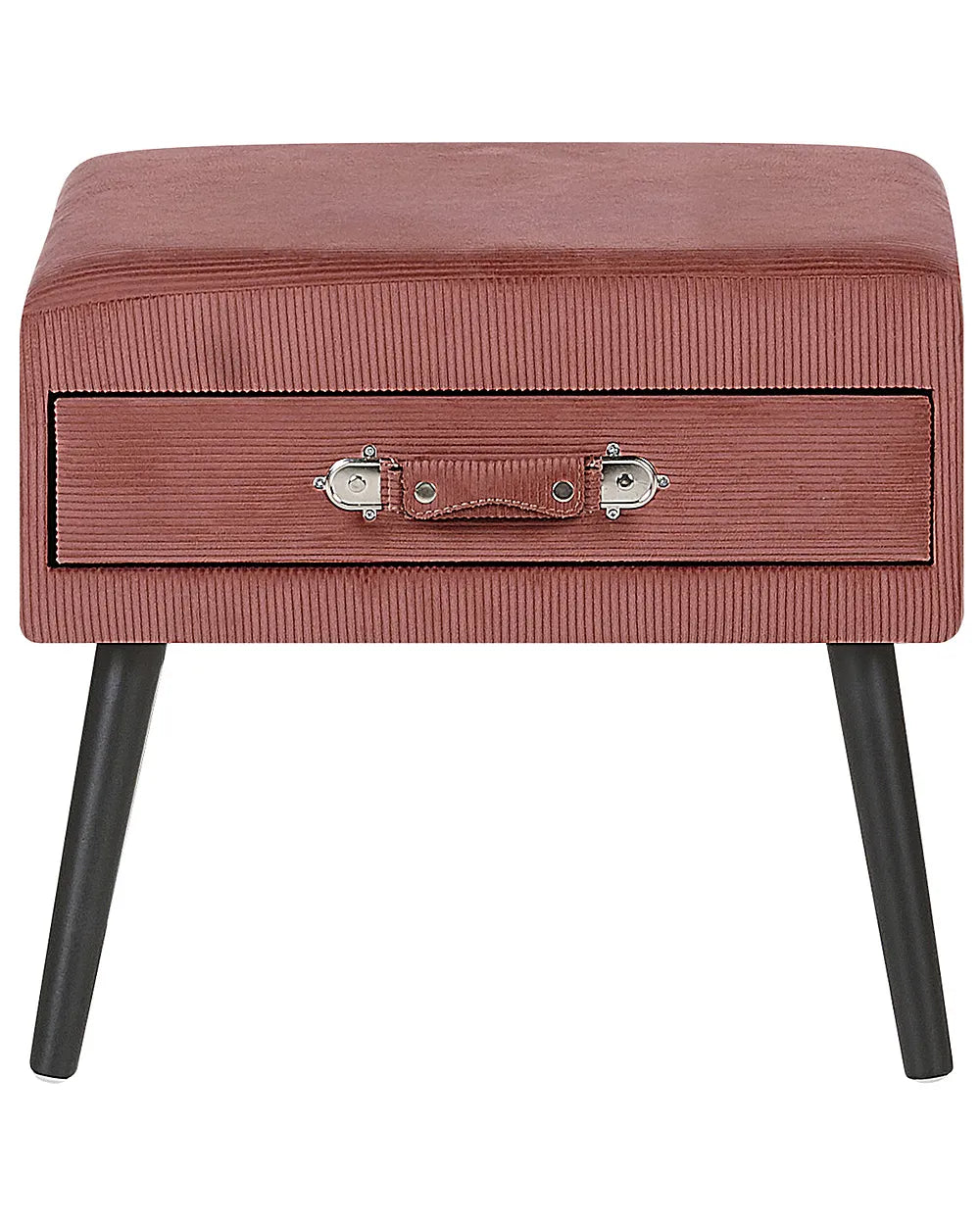 1 Drawer Bedside Table Corduroy Pink Balom