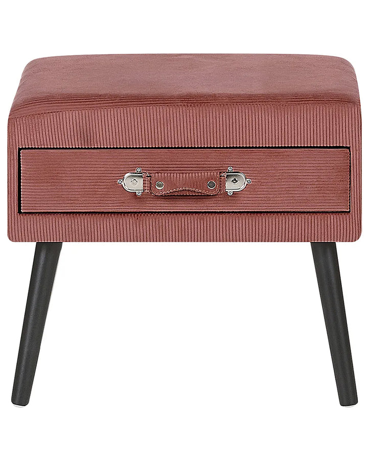 1 Drawer Bedside Table Corduroy Pink Balom