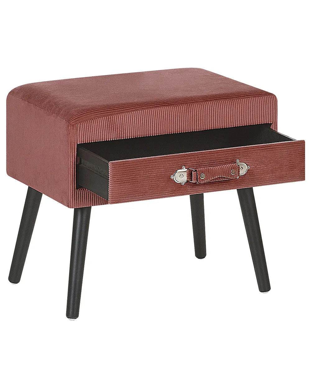1 Drawer Bedside Table Corduroy Pink Balom