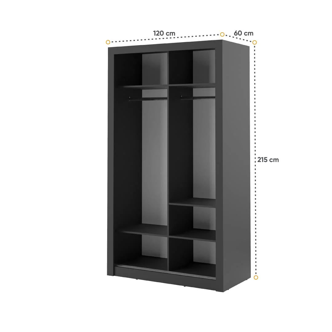 Isabella Sliding Door Wardrobe 120cm Black Matt