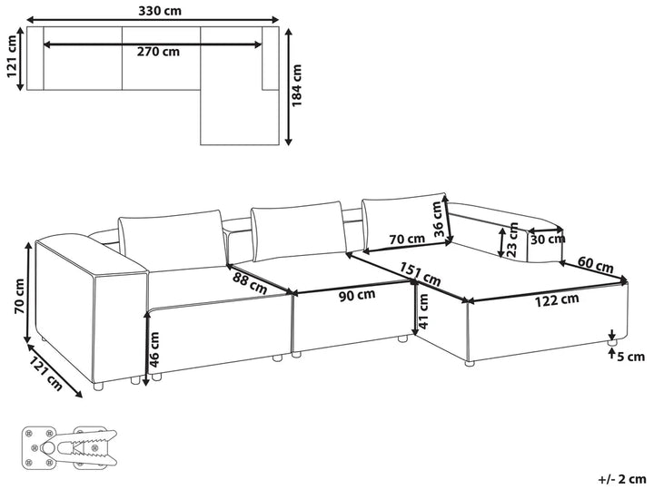 Modular Corner Sofa 4 Seater Light Green Left Hand Meneses