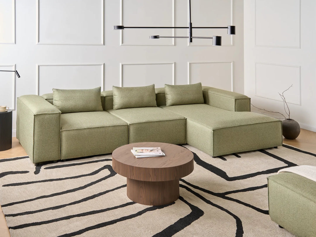 Modular Corner Sofa 4 Seater Light Green Left Hand Meneses