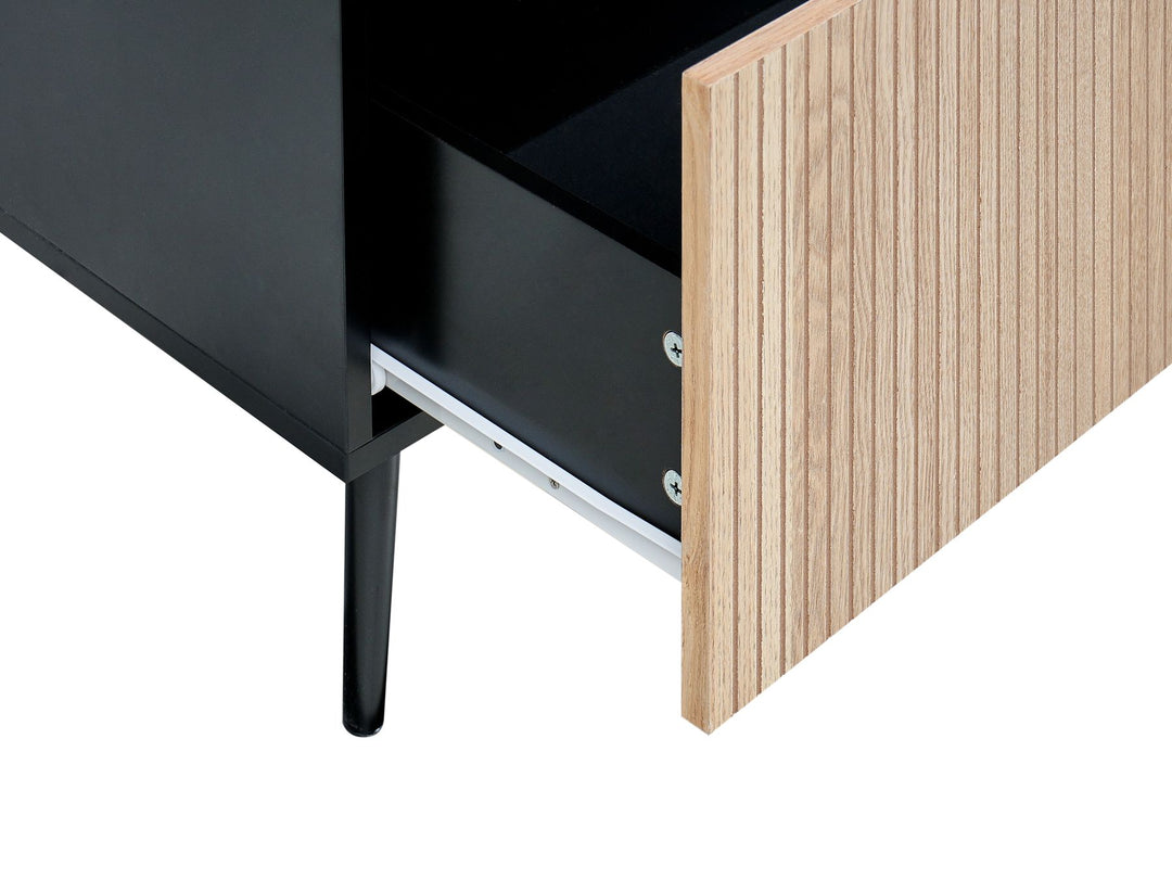 TV Stand Wood Natural Ash Wood Black Bratchell
