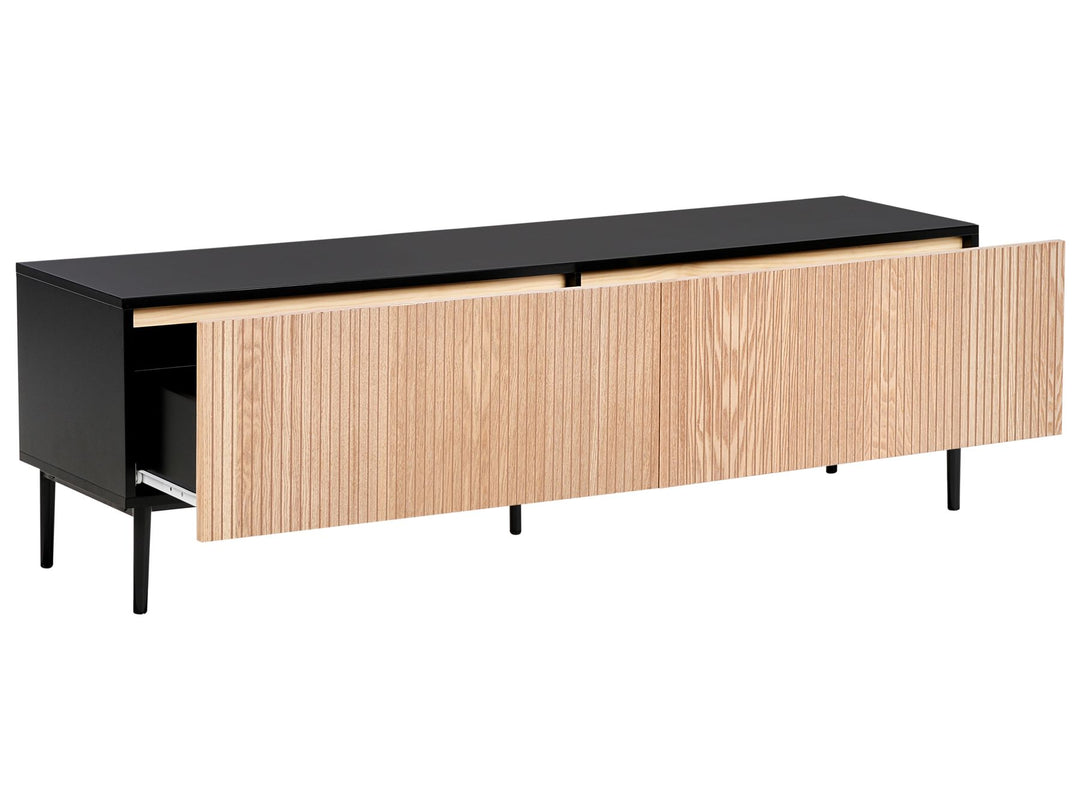 TV Stand Wood Natural Ash Wood Black Bratchell
