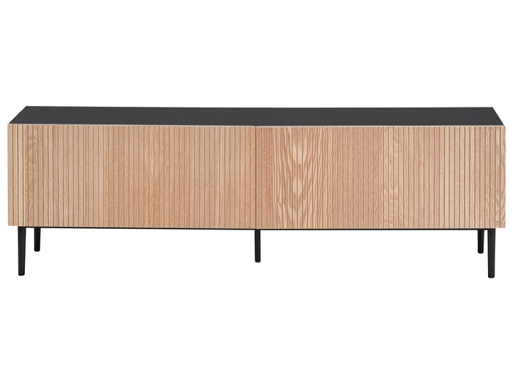 TV Stand Wood Natural Ash Wood Black Bratchell