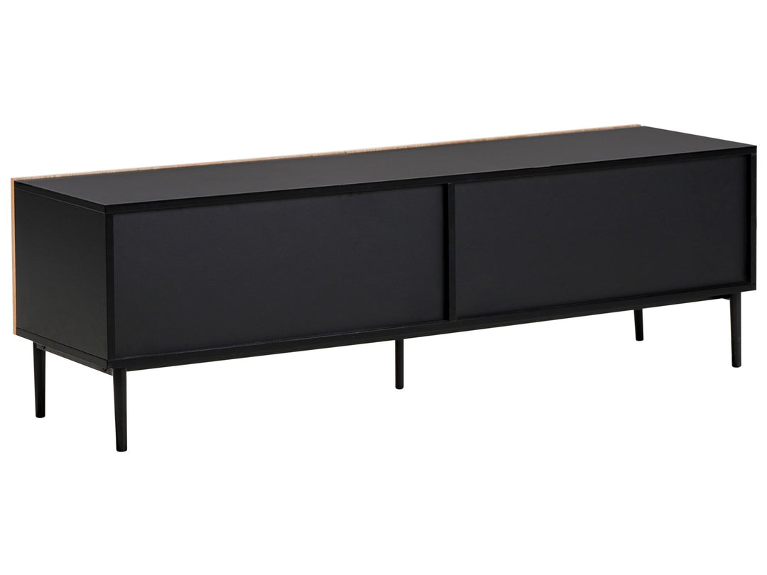 TV Stand Wood Natural Ash Wood Black Bratchell