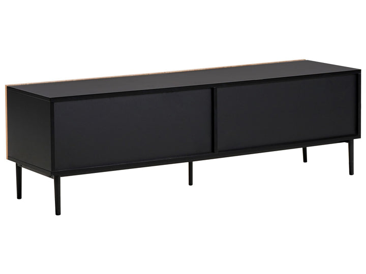 TV Stand Wood Natural Ash Wood Black Bratchell