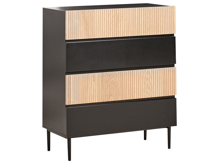 4 Drawer Chest Wood Natural Ash Wood Black BLYTHE 