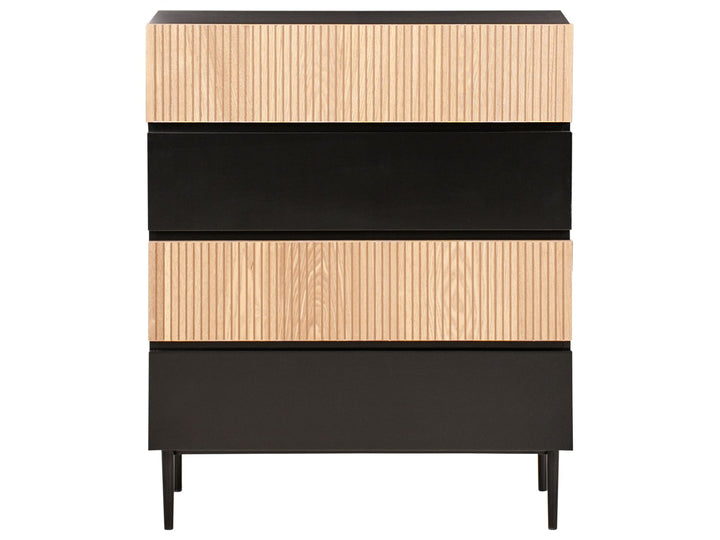 4 Drawer Chest Wood Natural Ash Wood Black Bratchell