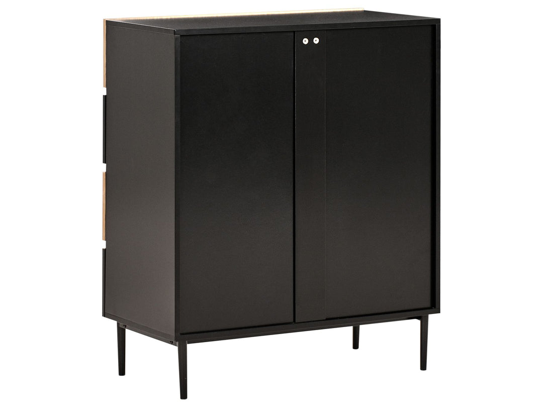 4 Drawer Chest Wood Natural Ash Wood Black Bratchell