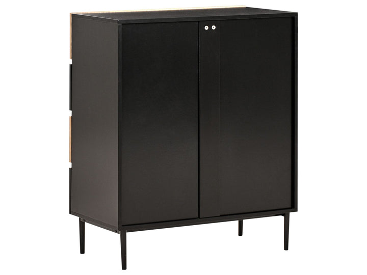 4 Drawer Chest Wood Natural Ash Wood Black Bratchell