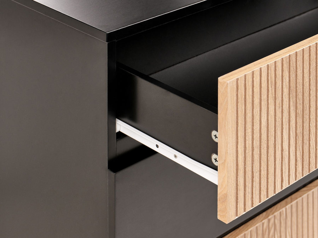 4 Drawer Chest Wood Natural Ash Wood Black Bratchell