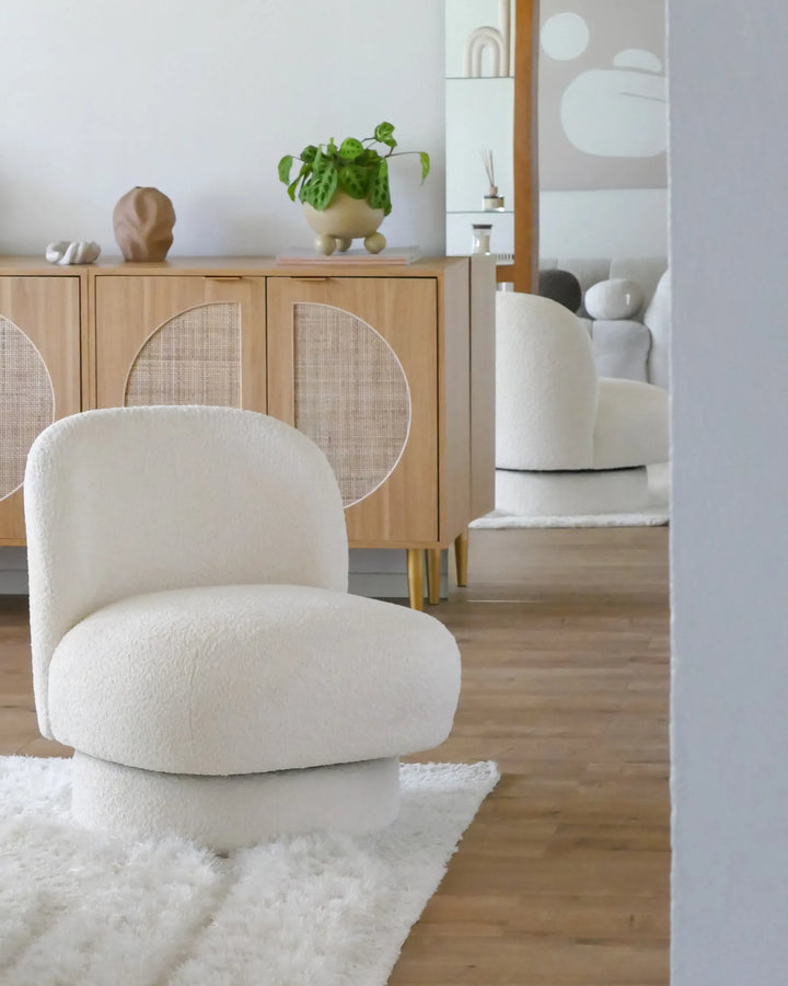 Aylo Swivel Armchair Boucle Off-White