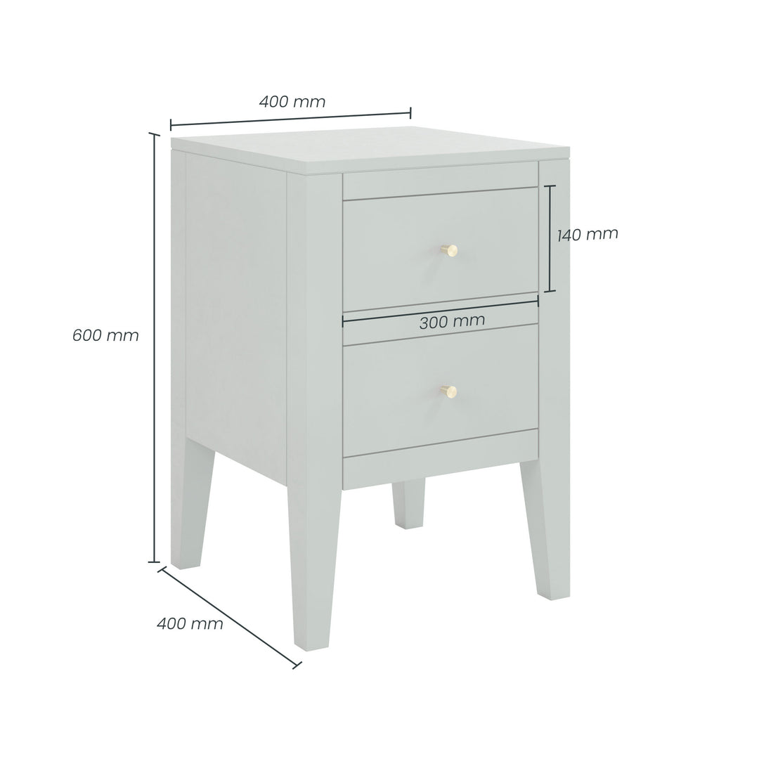 D.I. Designs Alton Birch Wood Pigeon Grey Bedside Table | 2 Drawers