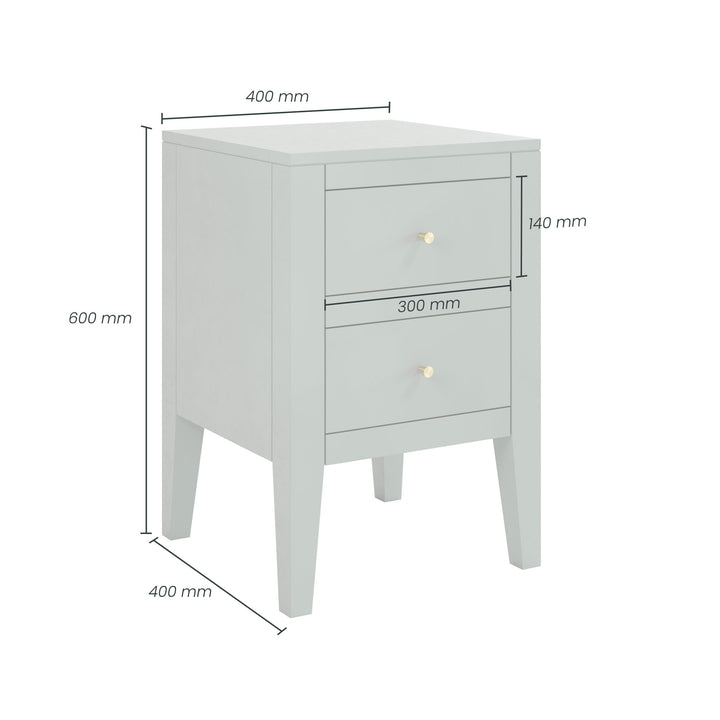 D.I. Designs Alton Birch Wood Pigeon Grey Bedside Table | 2 Drawers