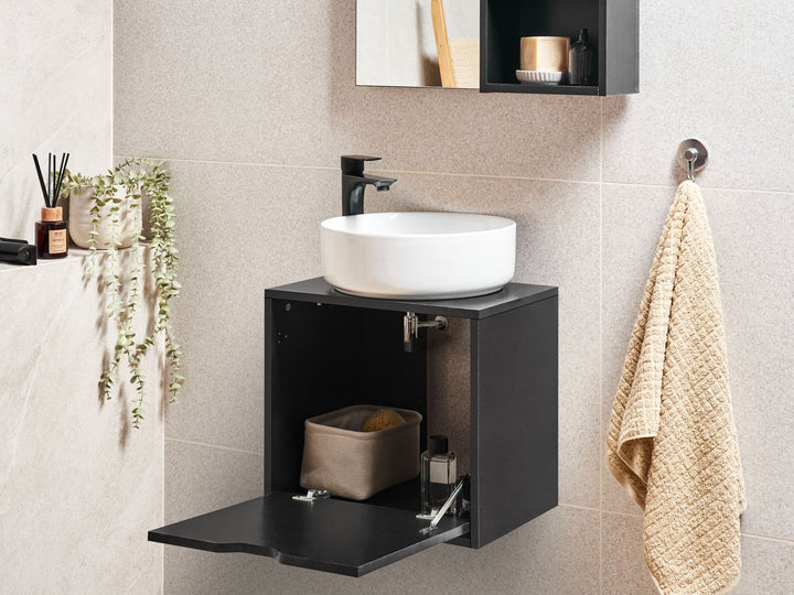Wall Mounted Washbasin Cabinet 45 cm Black Suzano