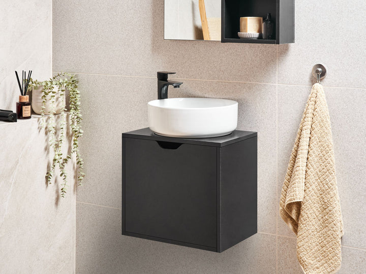 Wall Mounted Washbasin Cabinet 45 cm Black Suzano