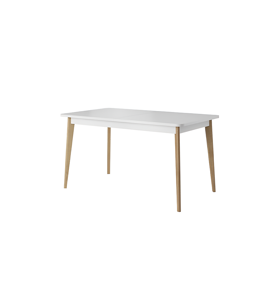 Primo Elegant Extendable Dining Table H75cm W140 D80cm in White and Oak Riviera