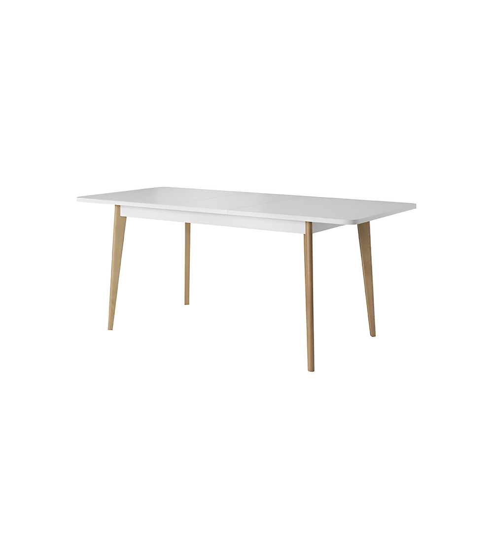 Primo Elegant Extendable Dining Table H75cm W140 D80cm in White and Oak Riviera