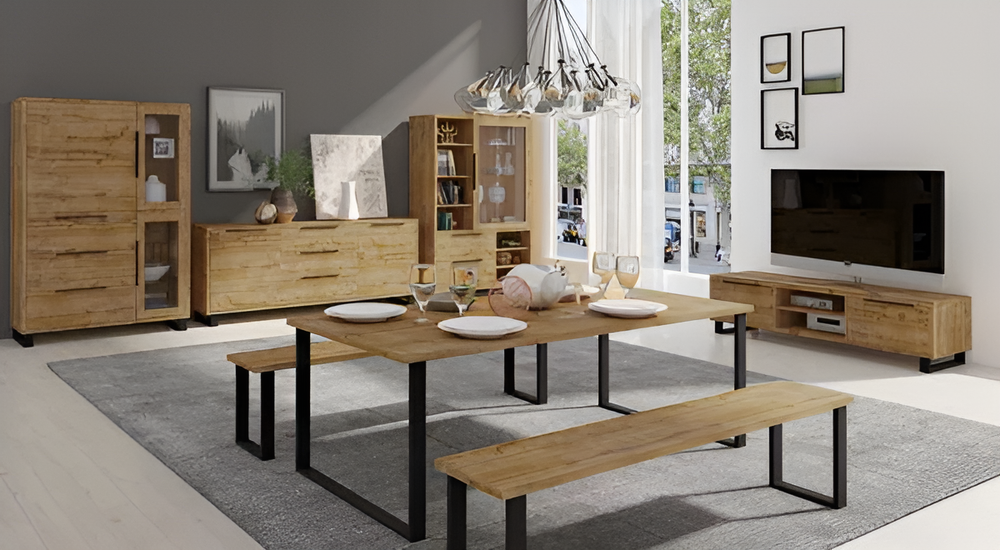 Halle 94 Dining Table W100cm H76cm L200cm - Oak Wotan, Timeless Minimalist Design