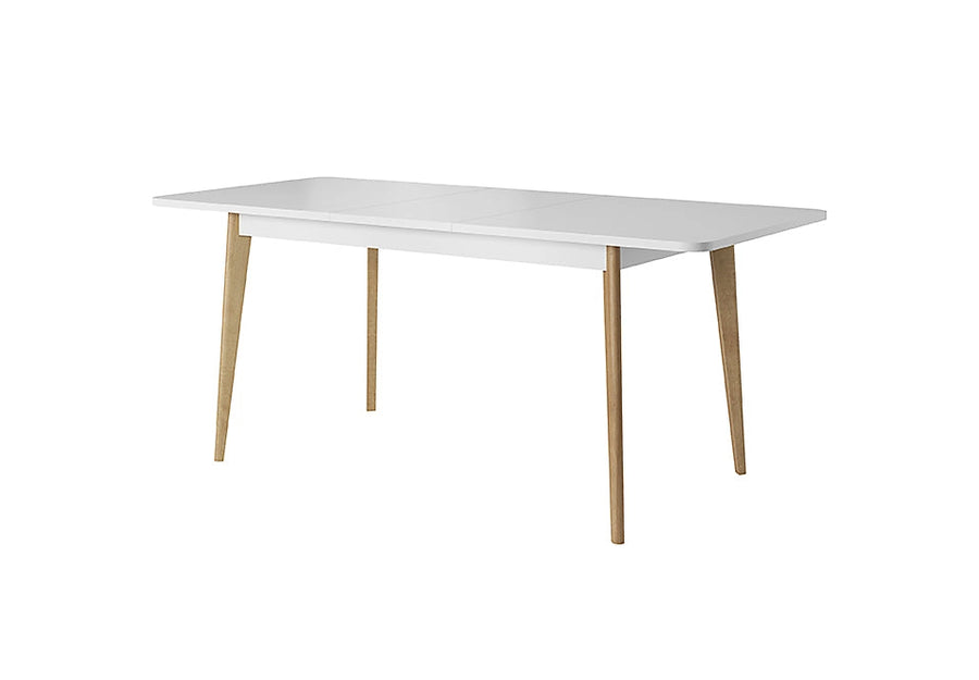 Nordi Elegant Extending Dining Table H75cm W140-180cm D80cm in White and Oak Riviera - Stylish Dining Solution