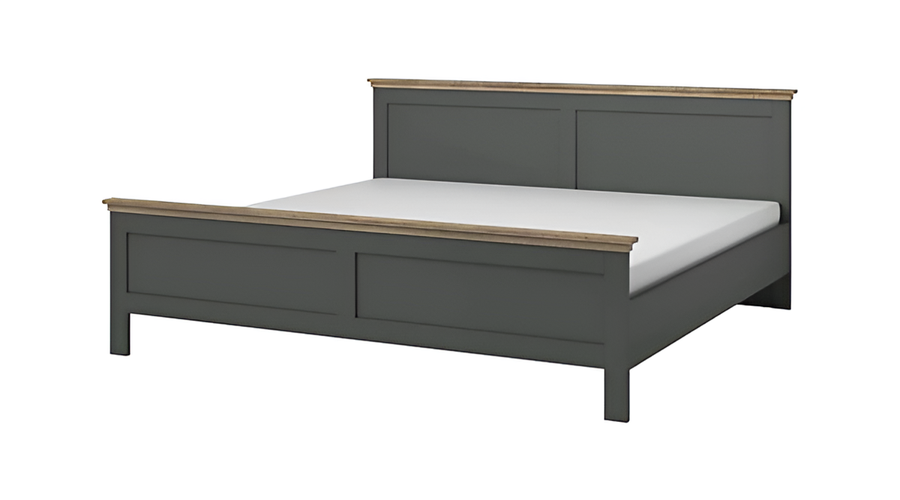 Evora 32 EU Super King Size Bed Frame W191cm H89cm D211cm - Green & Oak Lefkas, Contemporary Style