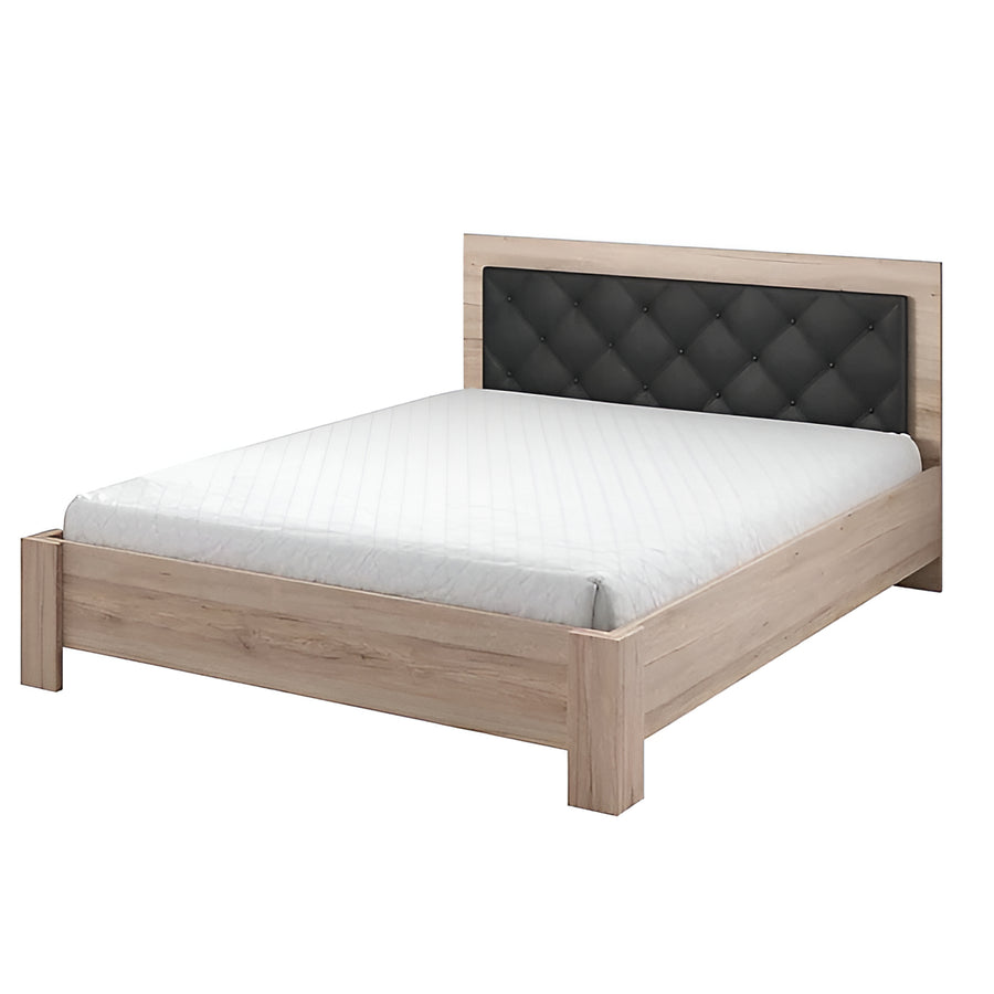 Elegant Bari Bed Frame (169cm x 100cm x 206cm) in Oak San Remo & Black