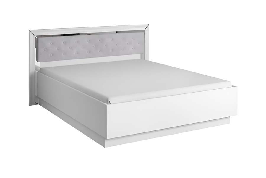 Arno Bed Frame EU King in White & Silver Trimming - Modern Bedroom