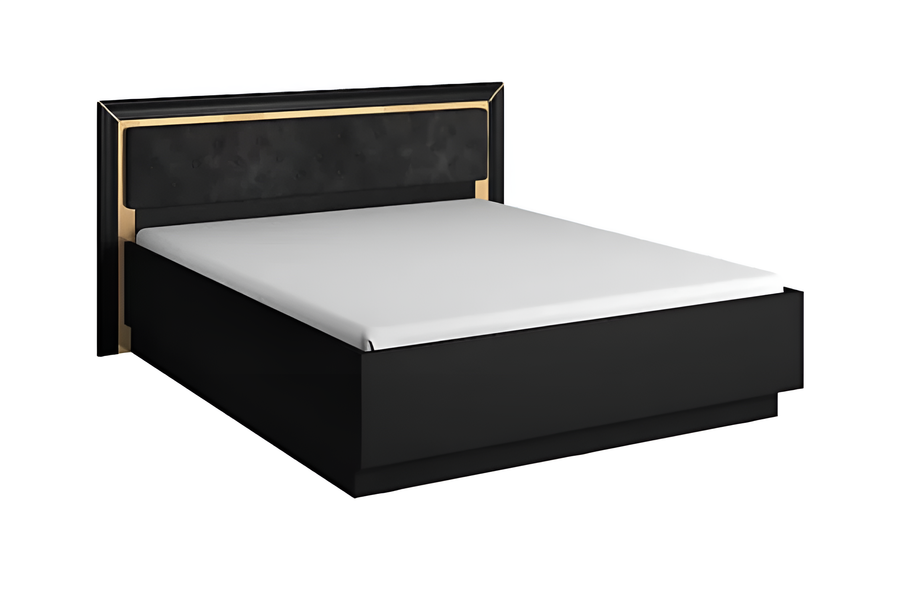 Chic Arno Bed Frame EU King in Black & Gold Trimming - Contemporary Luxury